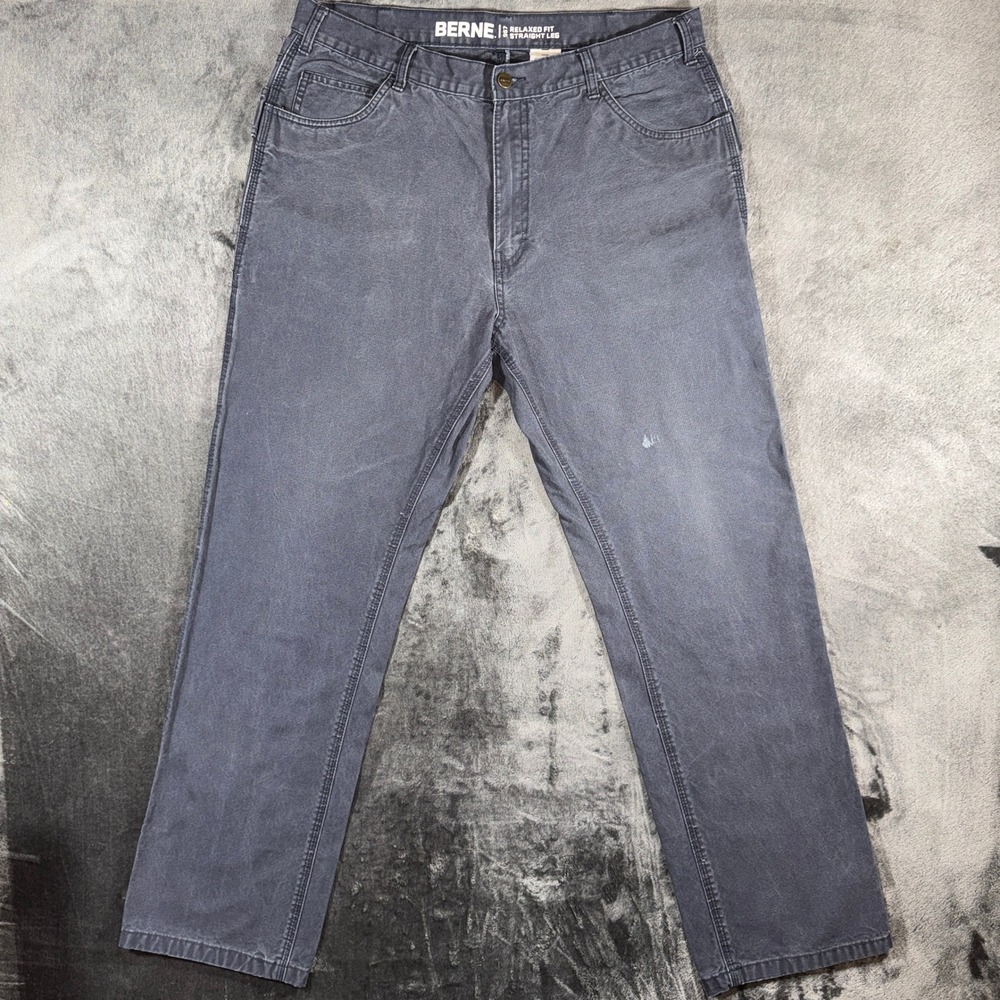 Berne Mens Relaxed Fit Straight Leg Carpenter Pants Grey 36x34 Workwear P967ND